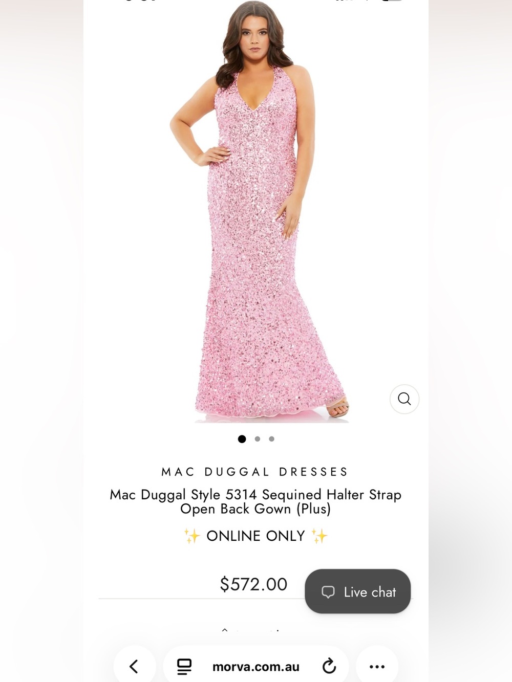 Mac Duggal Style 5314 Sequined Halter Strap Open Back Gown (Plus)